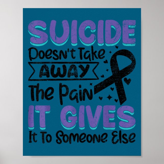 Póster Suicide Prevention Awareness Teal &amp; Purple Rib (Frente)