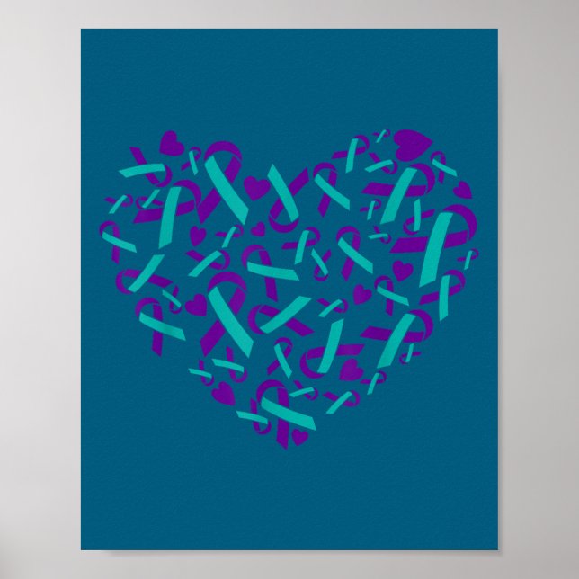Póster Suicide Prevention Awareness Teal &amp; Purple Rib (Frente)