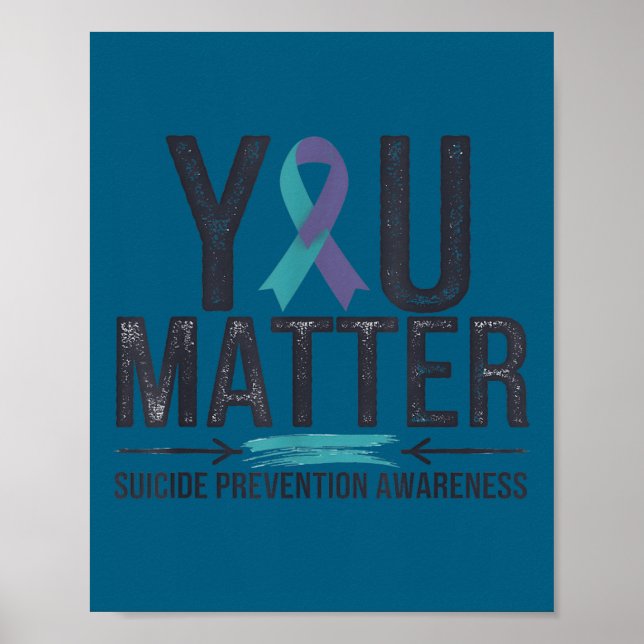Póster Suicide Prevention Awareness Teal &amp; Purple Rib (Frente)