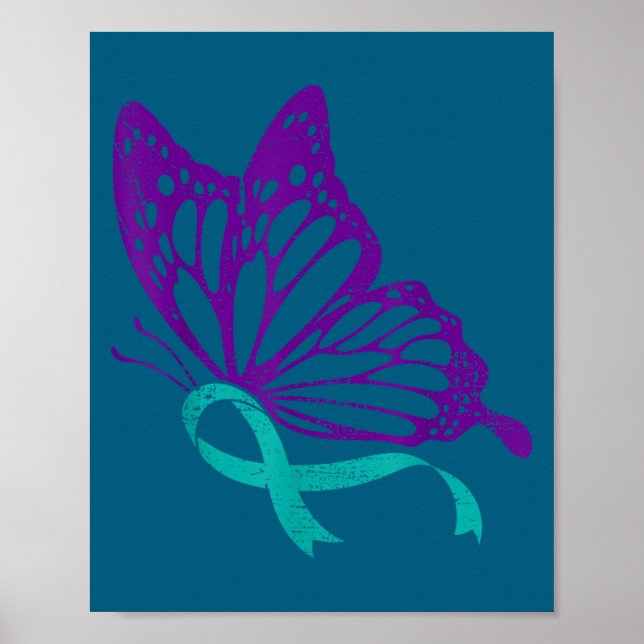 Póster Suicide Prevention Awareness Teal &amp; Purple Rib (Frente)