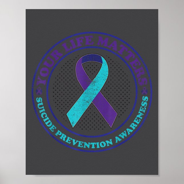 Póster Suicide Prevention Awareness Teal &amp; Purple Rib (Frente)