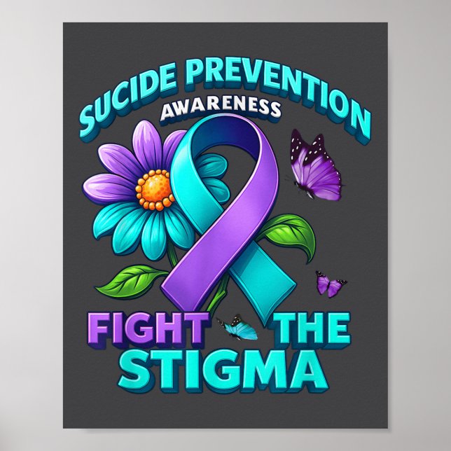 Póster Suicide Prevention Suprt Fight Stigma Suicide Awar (Frente)