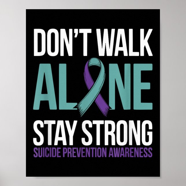 Póster Suicide Prevention Teal Purple Ribbon Suprt  (Frente)