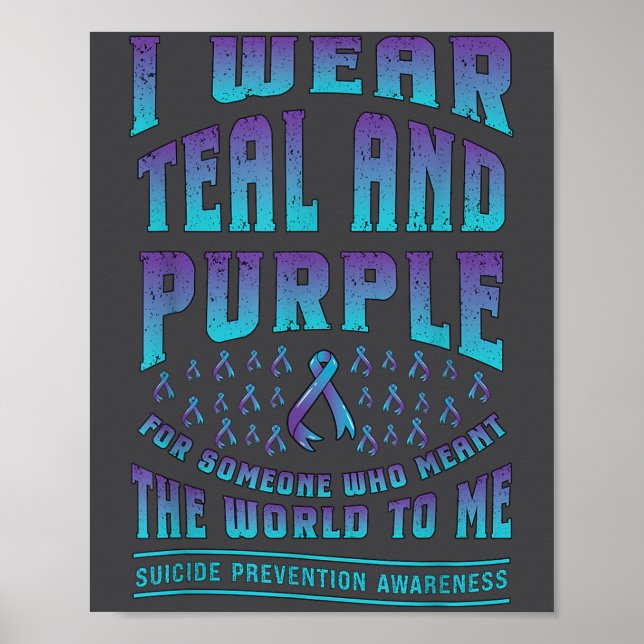 Póster Suicide Prevention Wear Teal Purple For Someone Aw (Frente)