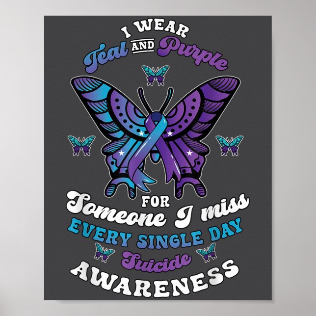 Póster Suicide Prevention Wear Teal Purple Someone I Miss (Frente)