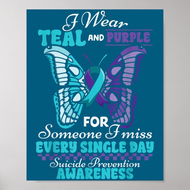 Póster Suicide Prevention Wear Teal Purple Someone I Miss (Frente)
