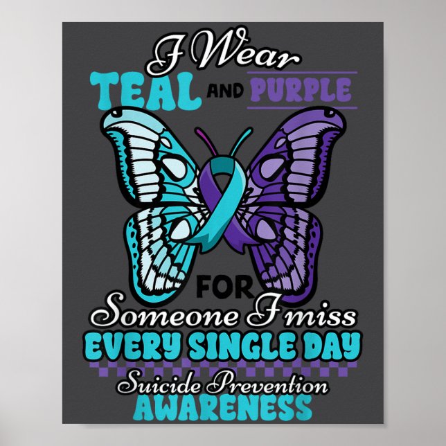 Póster Suicide Prevention Wear Teal Purple Someone I Miss (Frente)