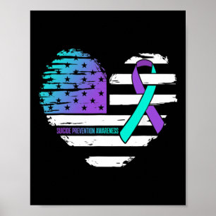 Póster Suicidio De Cinta Púrpura Y Verde azulada En El Co