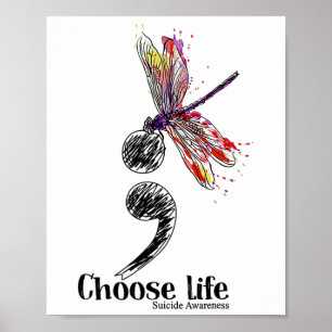 Póster Suicidio de vida Sensibilización sobre la libélula