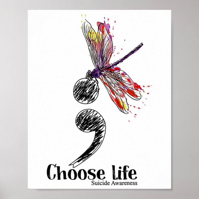 Póster Suicidio de vida Sensibilización sobre la libélula (Frente)