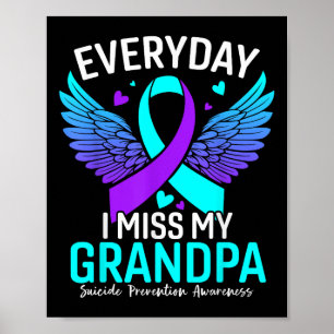 Póster Suicidio del abuelo de la camiseta de concientizac