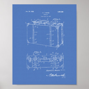 Póster Suitcase 1927 Patent Art Blueprint