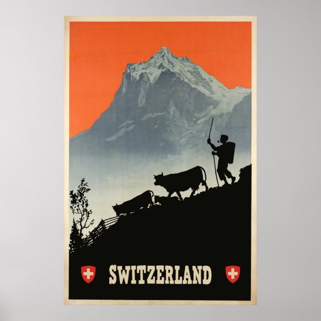Póster Suiza, afiche de viajes (Frente)