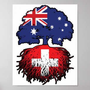 Póster Suiza Australia Australia Australia Raíces de árbo