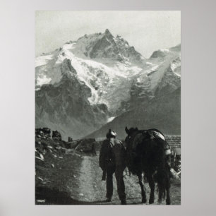 Póster Suiza de la Vintage, pista en el Jungfrau