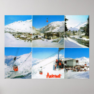 Póster Suiza, estación de esquí del invierno de Andermatt