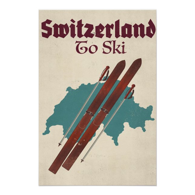 Póster Suiza Para Esquiar (Anverso)