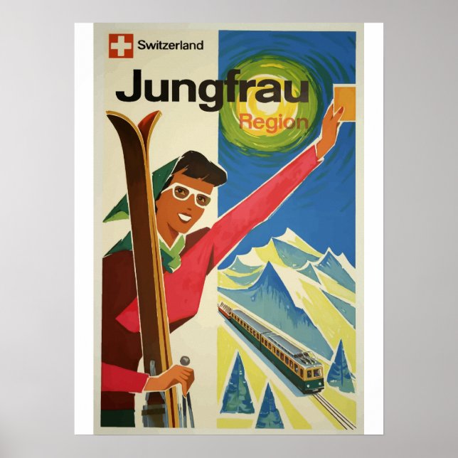 Póster Suiza: Poster de Viajes de Viaje de Viaje (Frente)