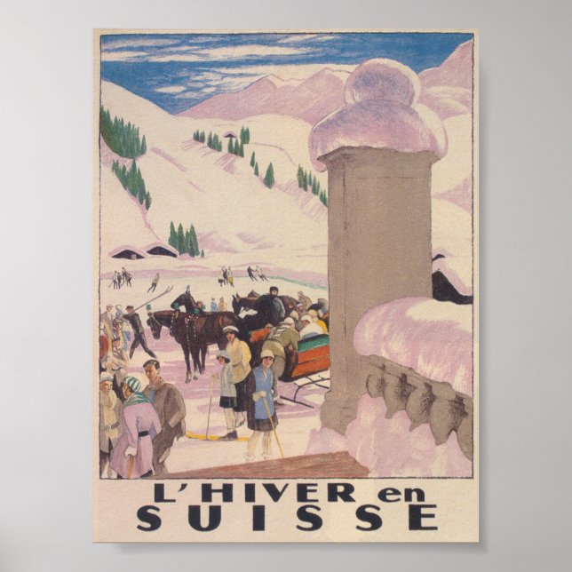 Póster Suiza: Poster de viajes en invierno (Frente)
