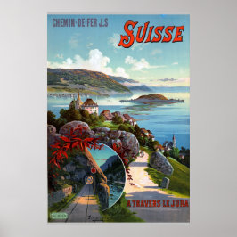 Póster Suiza Viaje Viejo Turismo Suizo