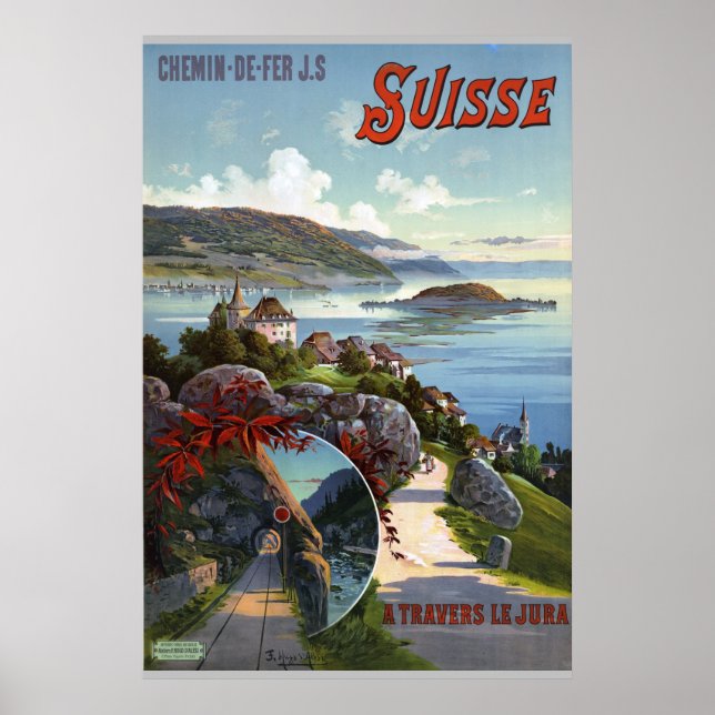Póster Suiza Viaje Viejo Turismo Suizo (Frente)