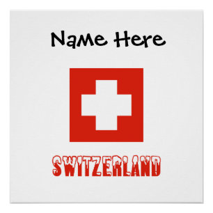 Póster Suiza y bandera suiza con tu nombre
