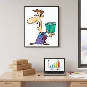 Póster Sujetando Una Caja De Calidad