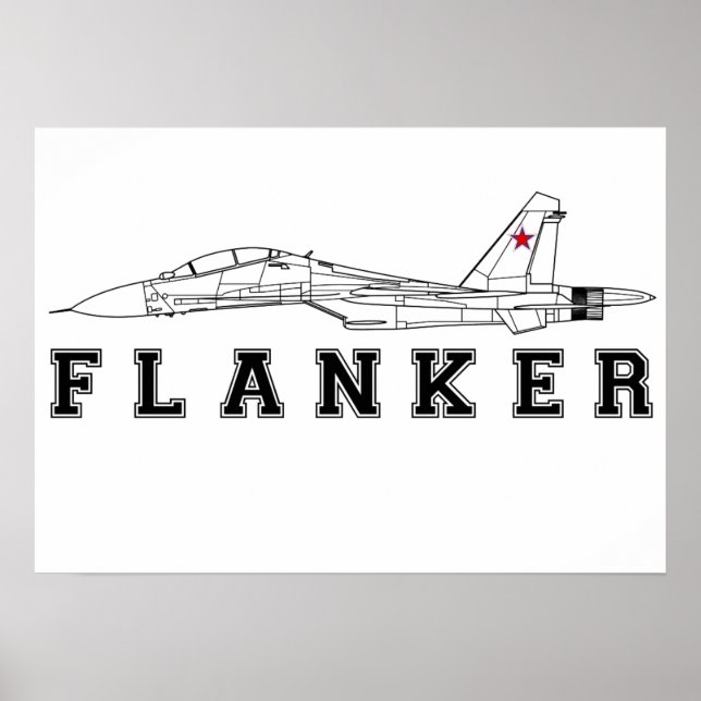 PÓSTER SUKHOI SU-30 FLANKER FUERZA AÉREA RUSA FIGHTER (Frente)