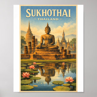 Póster Sukhothai Tailandia Viajes – Patrimonio Antiguo