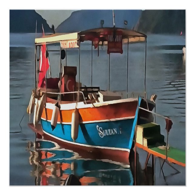 Póster Sultán Taxi Bote Marmaris Arte Náutico (Anverso)