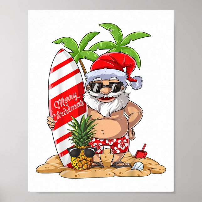 Póster Suma De Regalos De Surf De Julio En Santa Hawái (Frente)