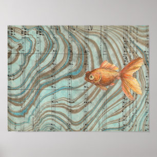 Póster Suminagashi Goldfish