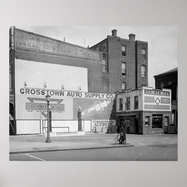 Póster Suministros de Auto Crosstown, 1920. Foto Antigua (Frente)