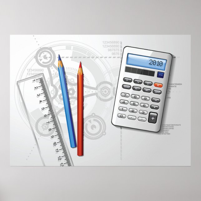 Póster Suministros de Oficina de Dibujo Técnico (Frente)