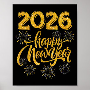 Póster Suministros para fiesta de Nochevieja 2026 Feliz A