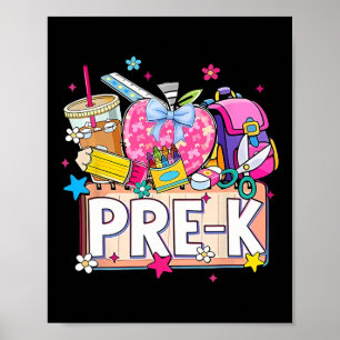 Póster Suministros Preppy Pre-k Feliz Último Día de Escue