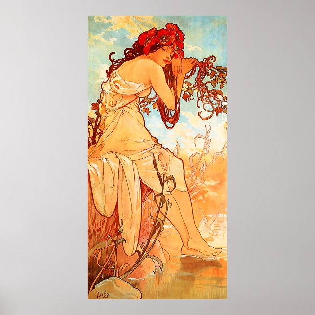 Póster Summer Alfons Mucha Art Nouveau (Frente)