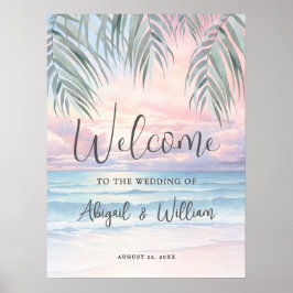 Póster Summer Beach Wedding Welcome Sign