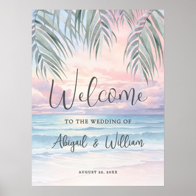 Póster Summer Beach Wedding Welcome Sign (Frente)