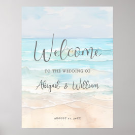 Póster Summer Beach Wedding Welcome Sign