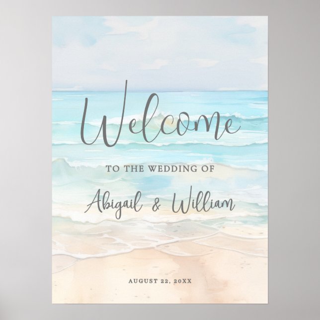 Póster Summer Beach Wedding Welcome Sign (Frente)