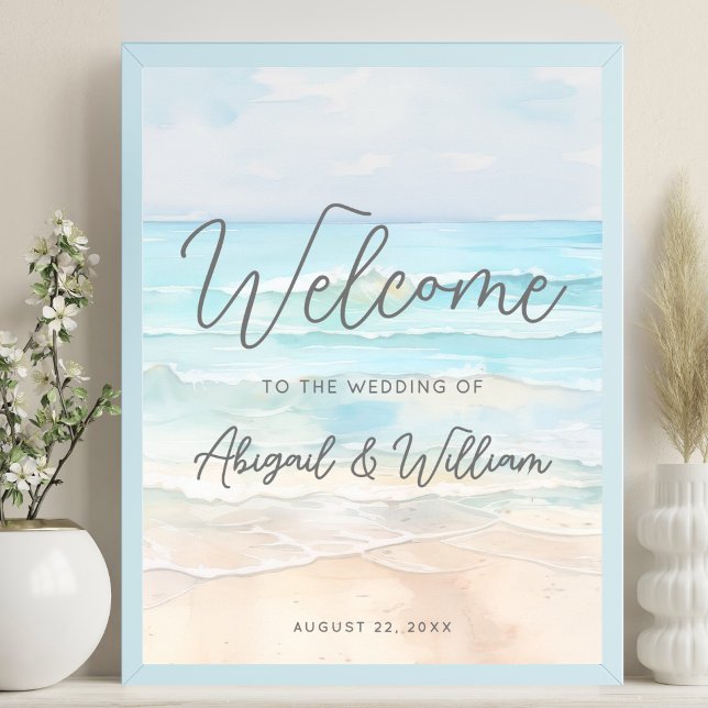 Póster Summer Beach Wedding Welcome Sign (Summer Beach Wedding Welcome Sign)