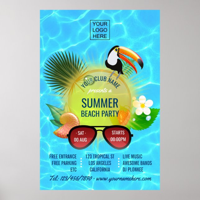 Póster Summer Club/Corporate Beach Party advertisement (Frente)