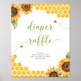 Póster Summer Honey Bee Baby Shower Diaper Raffle Poster