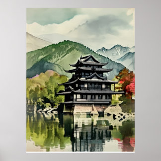 Póster Summer Lake Castle