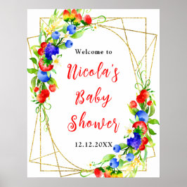 Póster Summer Mixed Berries Baby Shower Welcome