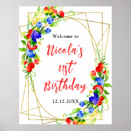 Póster Summer Mixed Berries Birthday Welcome