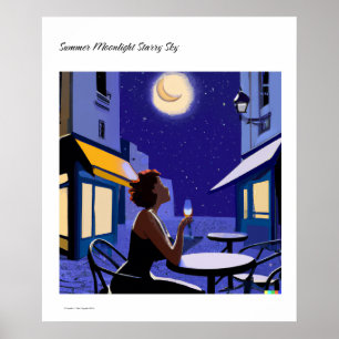 Póster Summer Moonlight Starry Sky