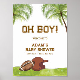 Póster Summer Plam Tree Football Boy Baby Shower Welcome