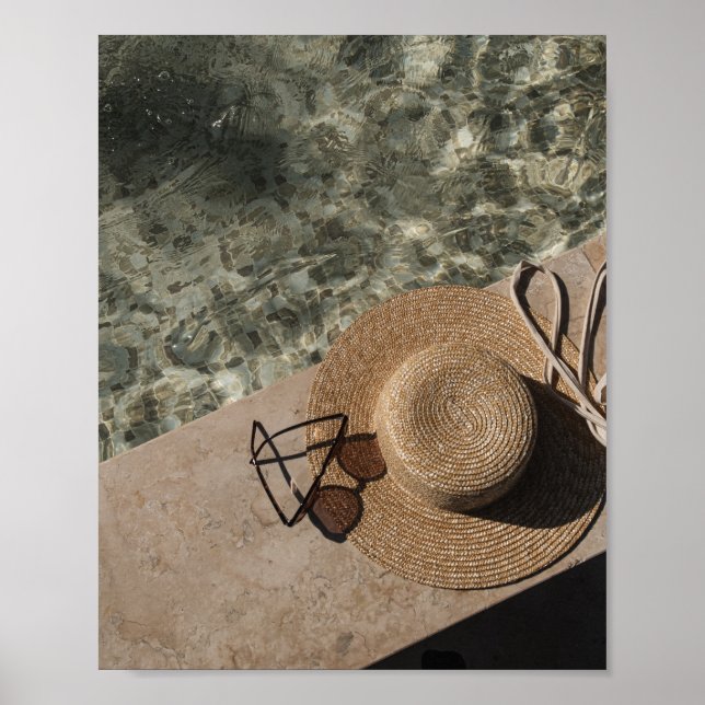 Póster Summer Poolside Aesthetic Straw Hat  (Frente)